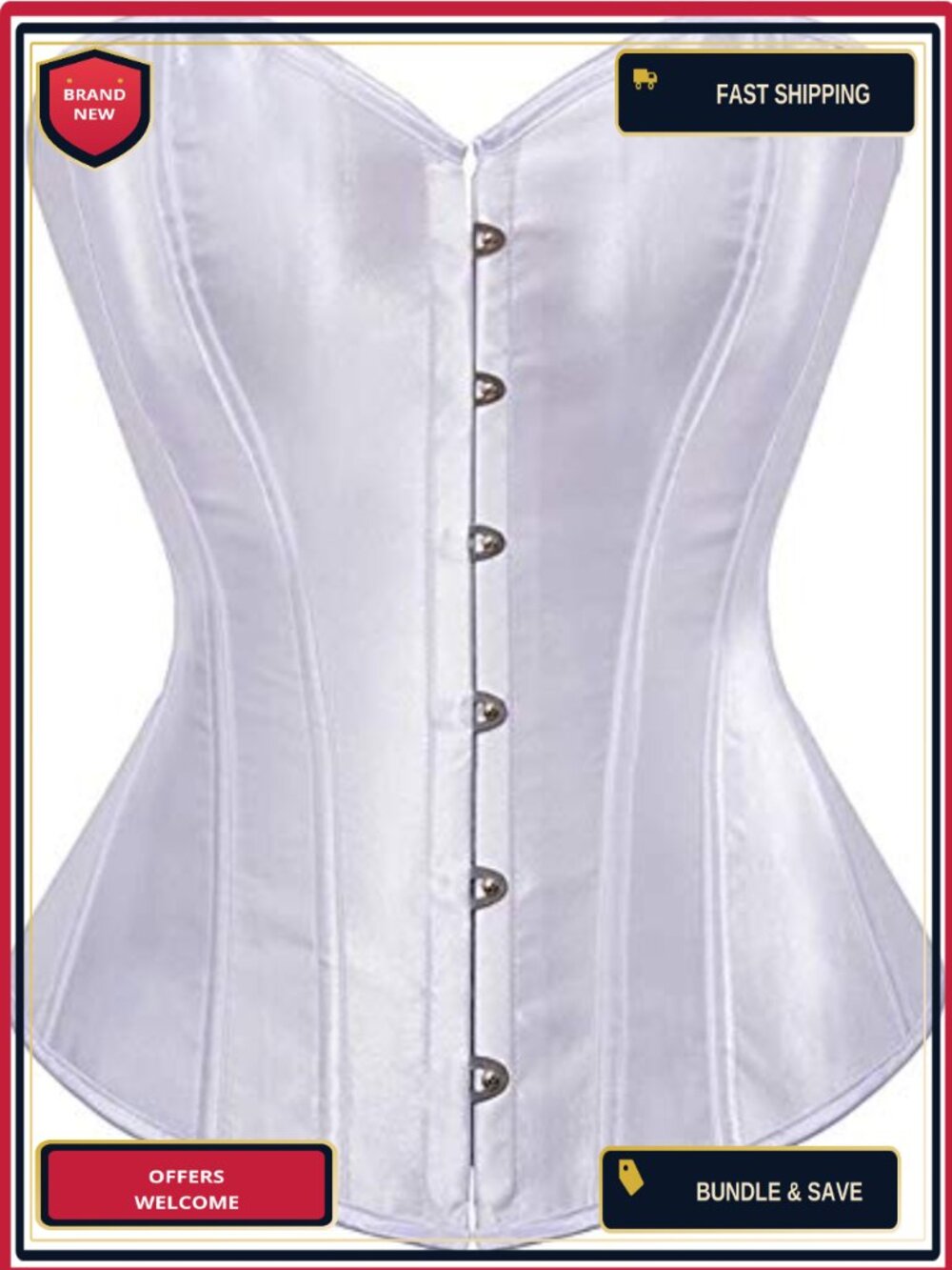 Satin Overbust Corset Top Plus Size Waist Cincher Bustier Lace-Up